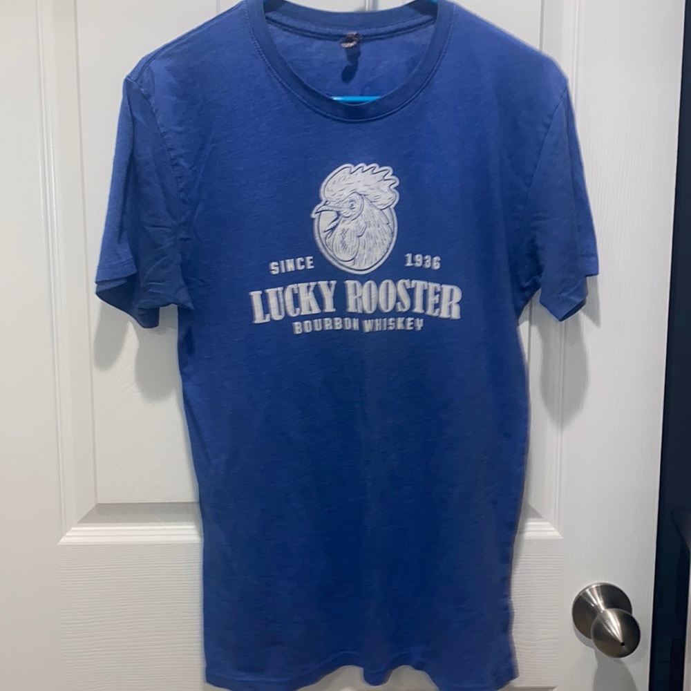 Men’s medium blue “Lucky Rooster” t-shirt